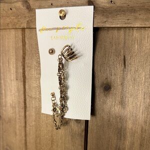 Free People Ear Party - Gold Ear Cuff with Chain